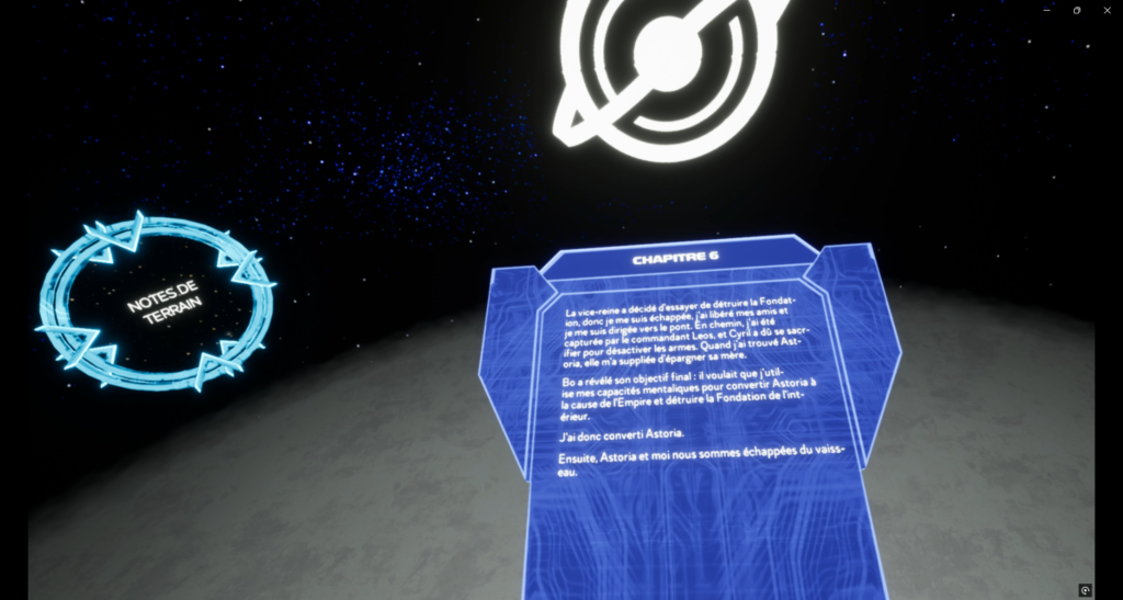 Capture d'écran personnelle d'une note de terrain de l'Encyclopedia Galactica
